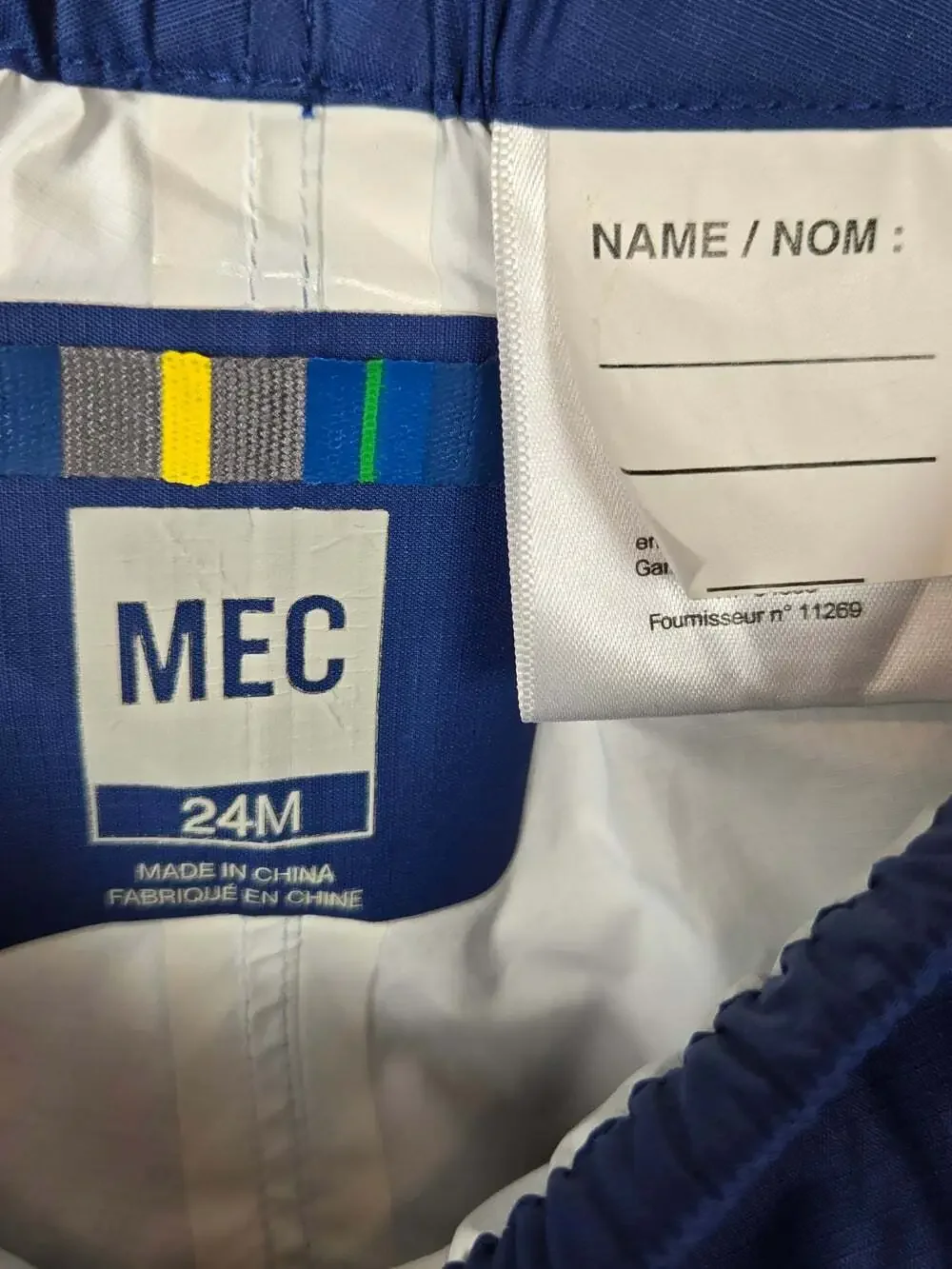 MEC Baby Rain Pants 24M Blue Waterproof Nylon Outdoor Shell Mud Pants